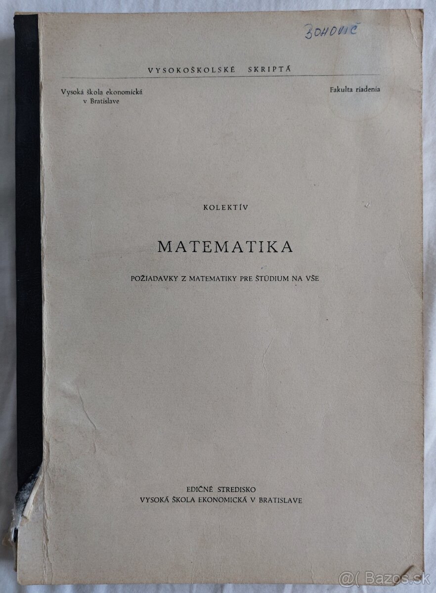 Matematika - požiadavky z matematiky pre štúdium na VŠE