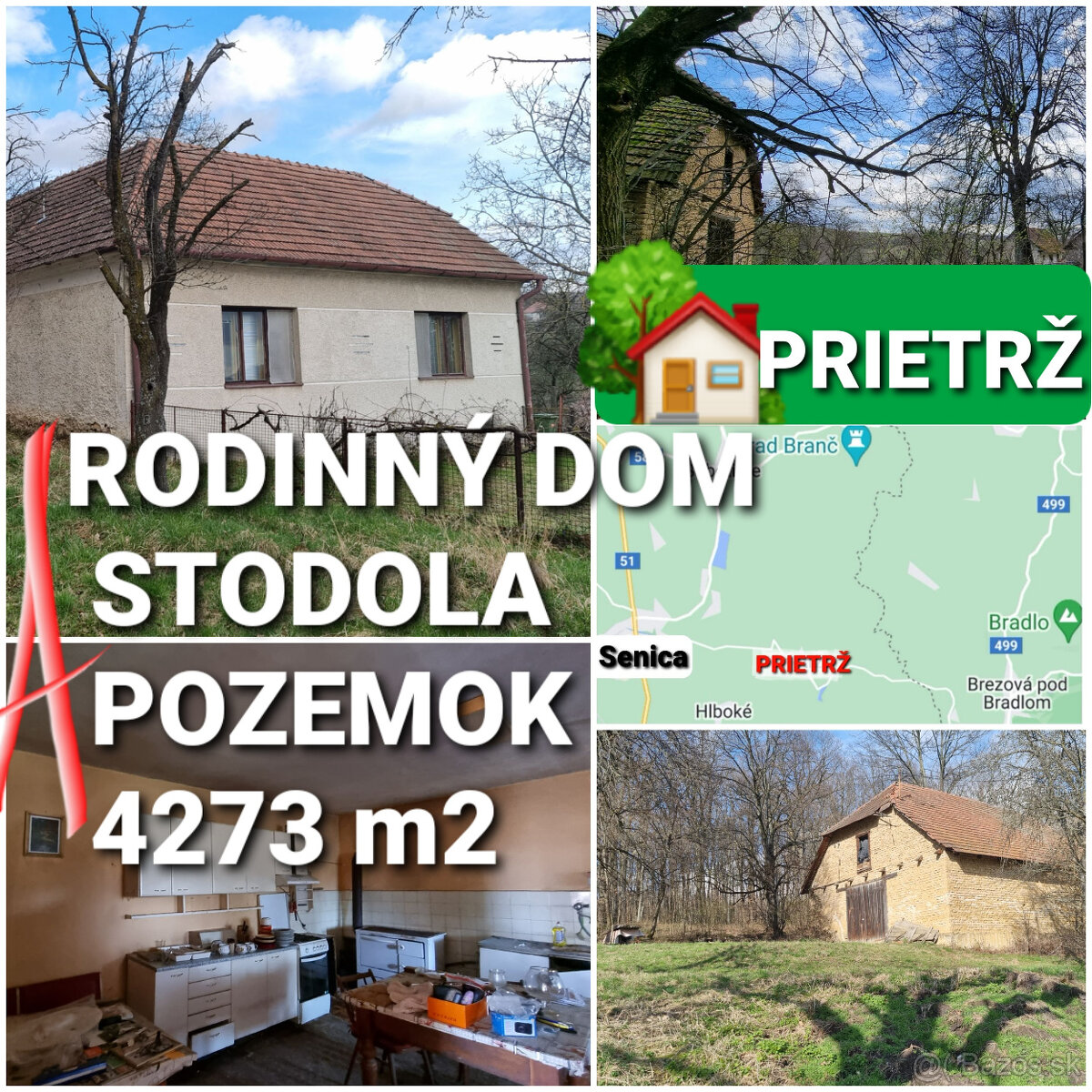 RODINNÝ DOM, STODOLA a POZEMOK 4273 m2 PRIETRŽ - KOPANICE