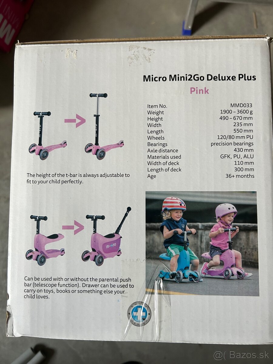 Mini micro deluxe Plus Pink odrazadlo a kolobezka