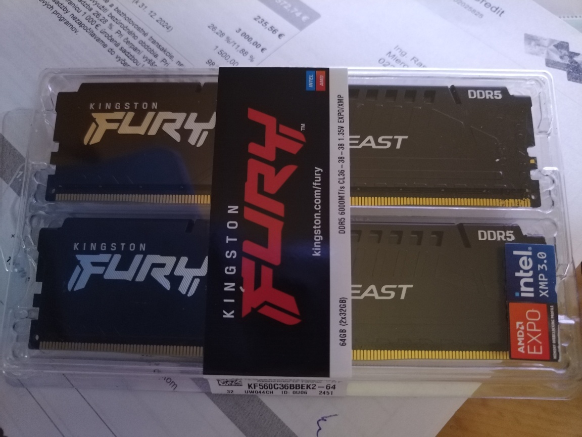 DDR5 Kingston Fury Beast, 64GB (2x32)