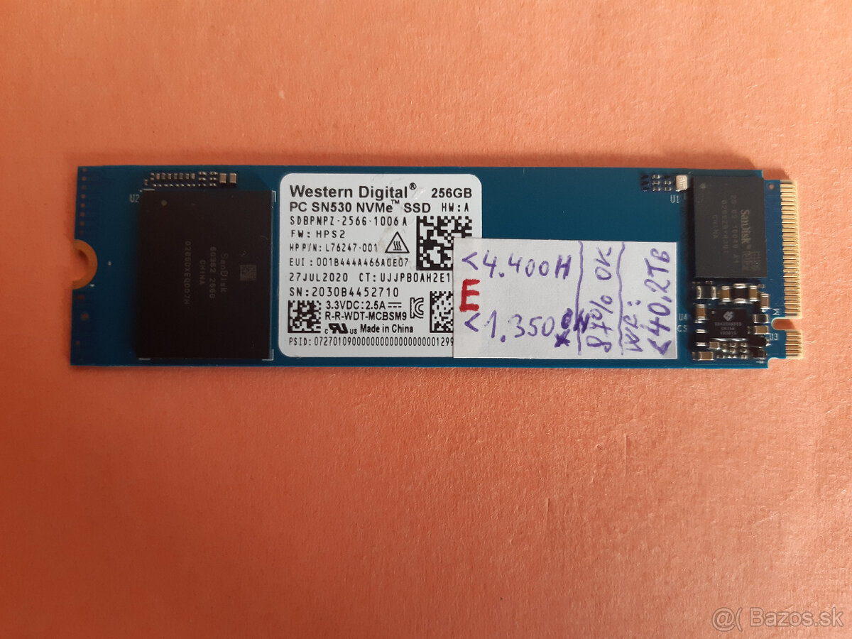 SSD 256GB WD SN530 M.2 NVMe 2280 80mm