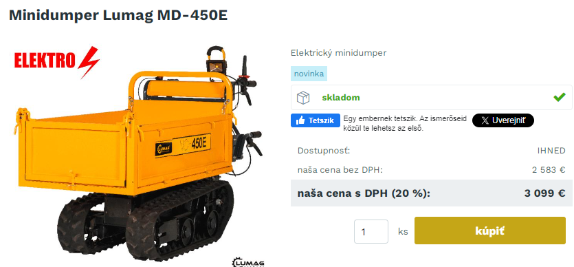 predam mini dumper MD lumag 450 elektricky 450e