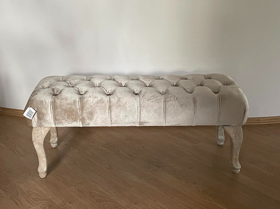 Chesterfield lavica bežova kremova 100 cm - 35%