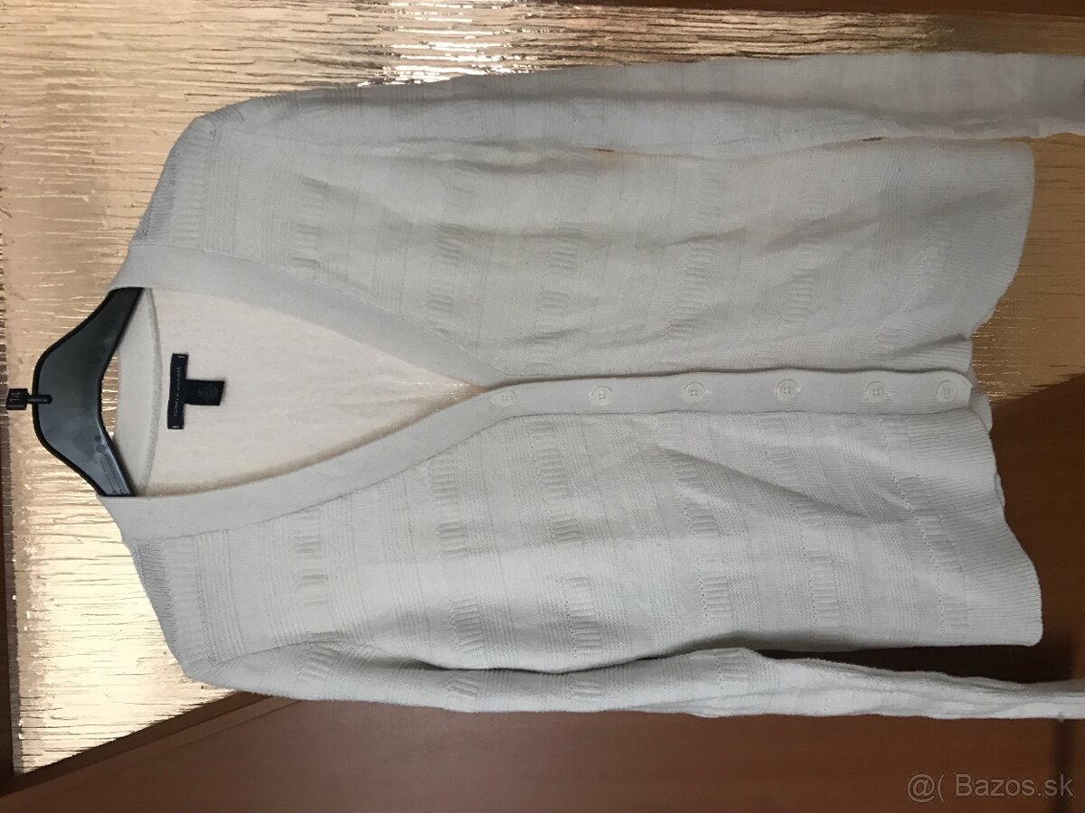 TOMMY HILFIGER white dámsky svetrik na zapínanie S/M