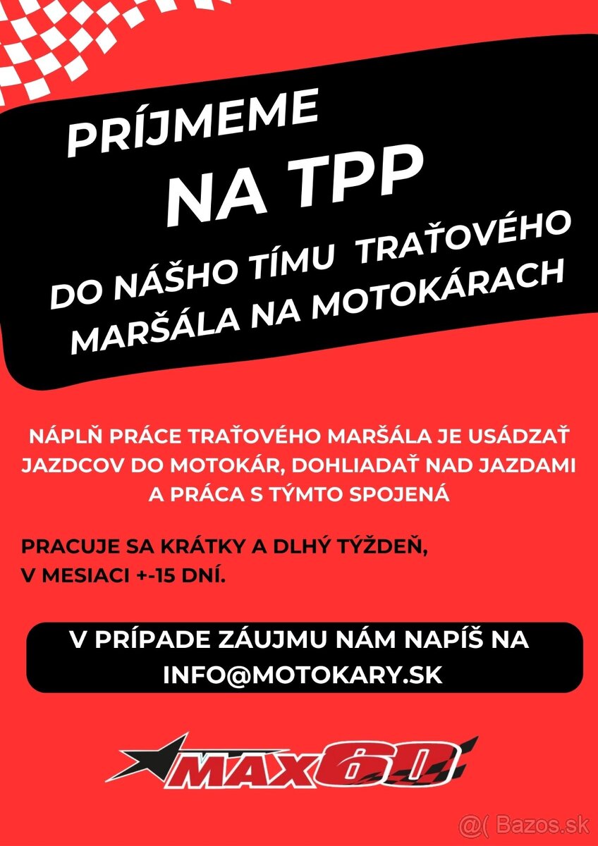 Práca TPP traťový maršál na motokárach