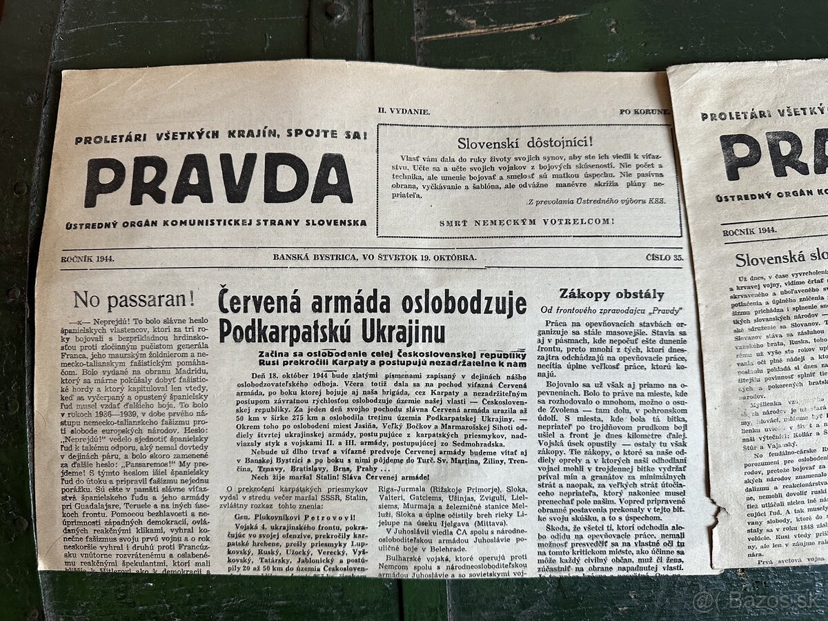 Noviny Pravda ročník 1944 SNP