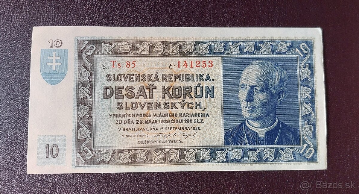 10 slovenských korún 1939