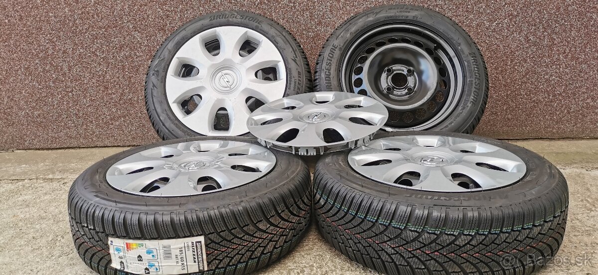 Plechové disky 4x100 a zimné Bridgestone Blizzak 185/60 R15