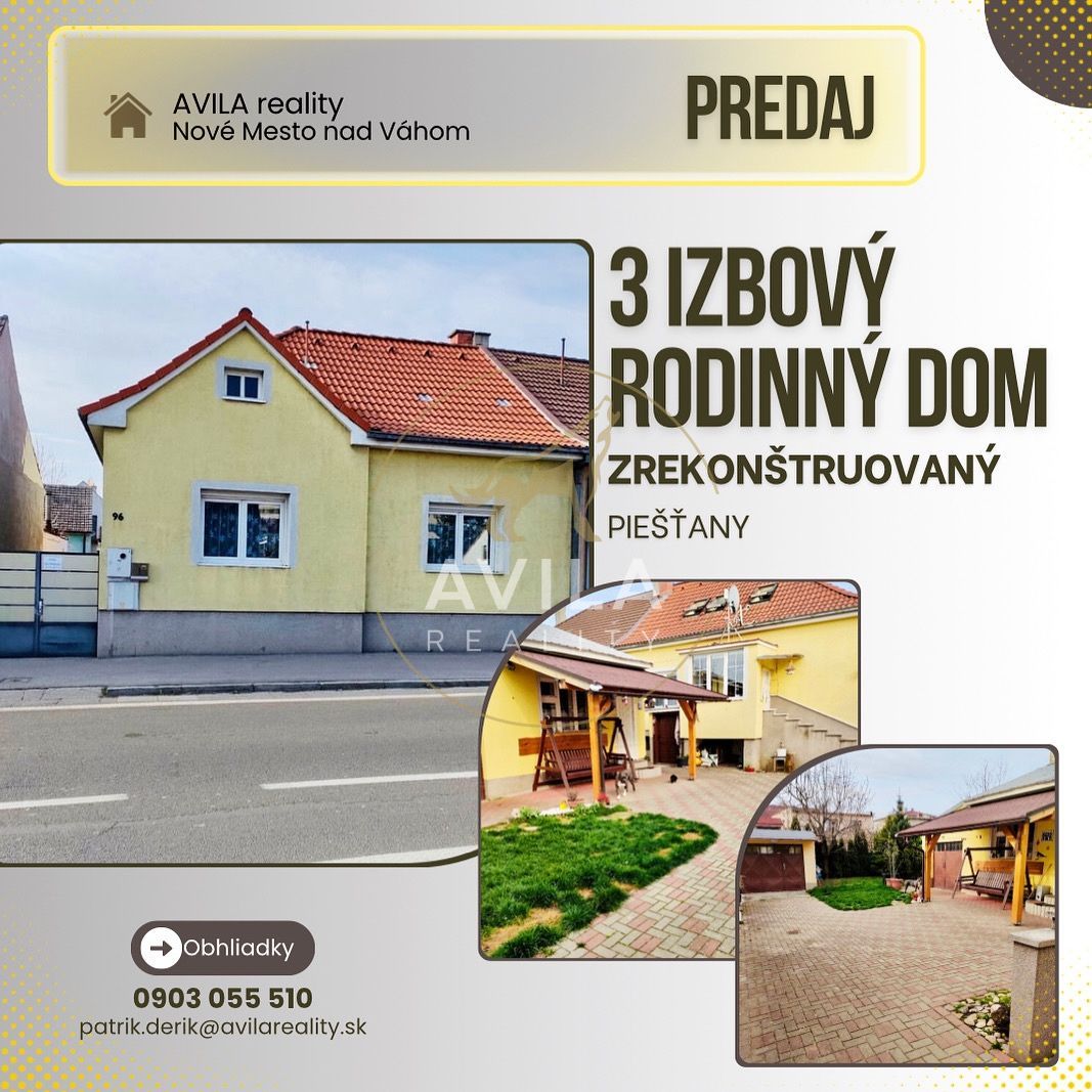 PREDAJ: 3 IZBOVÝ RODINNÝ DOM S PODKROVÍM, 322m2, PIEŠŤANY