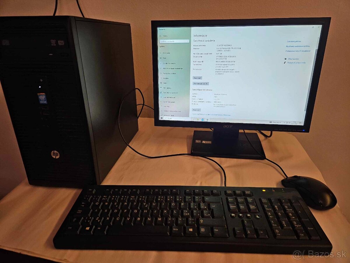 HP 280 G1, Pentuim G3250, 4GB RAM,500GB HDD,W10+monitor