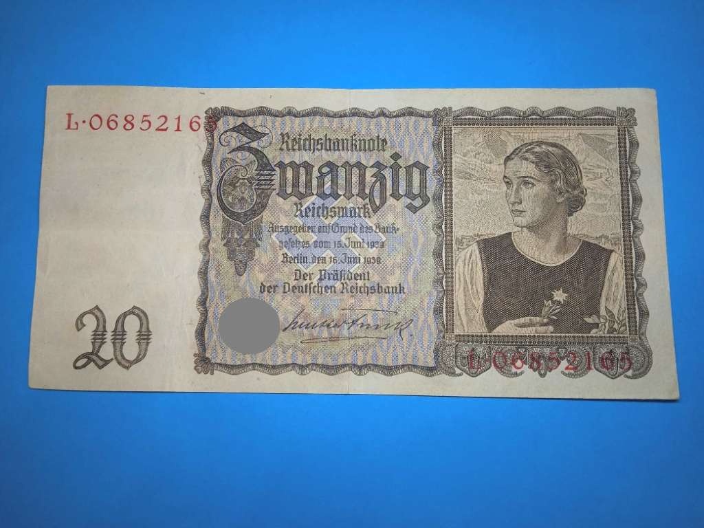 Bankovka NĚMECKO - 2, 20 Reichsmark 1939