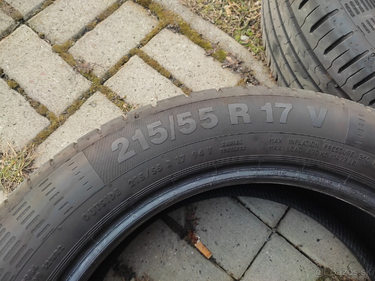 Predám letné pneu Continental 215/55R17