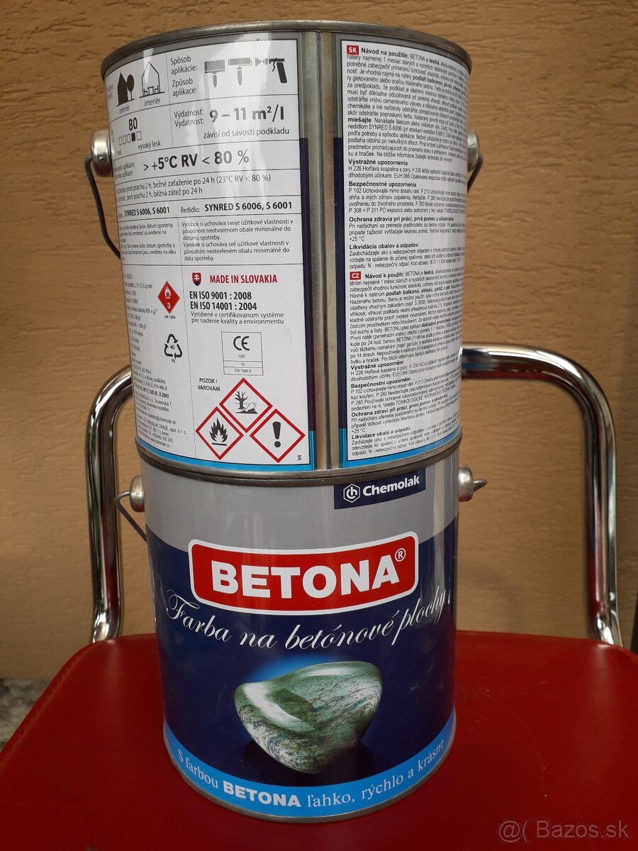 BETONA farba na betón - lesklá BIELA 2,5 L