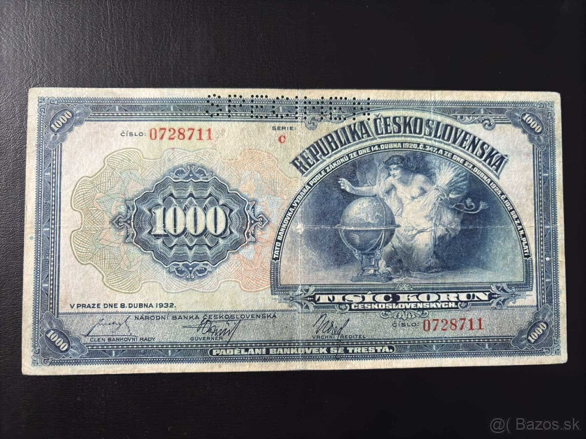 ►►►1000 korún Československých r. 1932 séria C◄◄◄