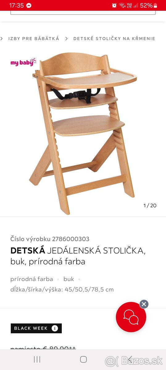 Jedalenska stolicka rastúce