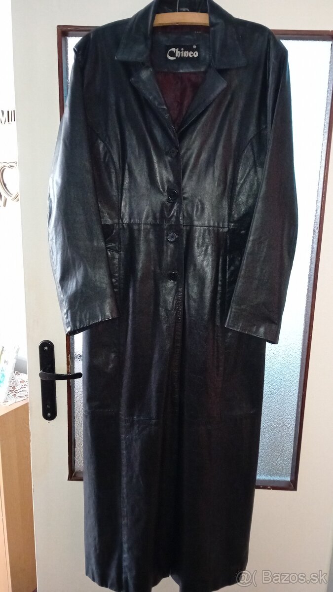 Kožený dlhý kabát veľ L/Xl