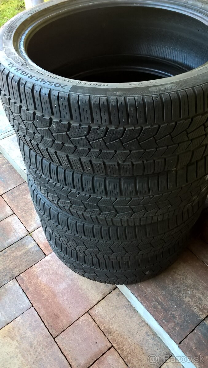 4 ks ZIMA 205/45 R18 90H M+S XL CONTINENTAL cca 6mm rok 2020