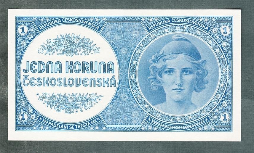 Staré bankovky 1 koruna 1946 bezvadný stav 