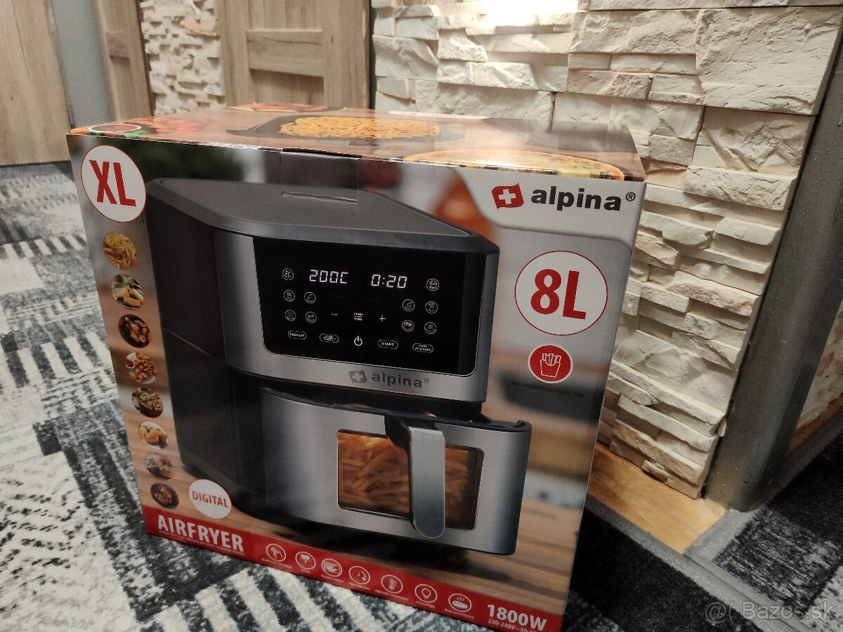 Nerozbaleny  alpina Airfryer XXL - Teplovzdušná fritéza 8L