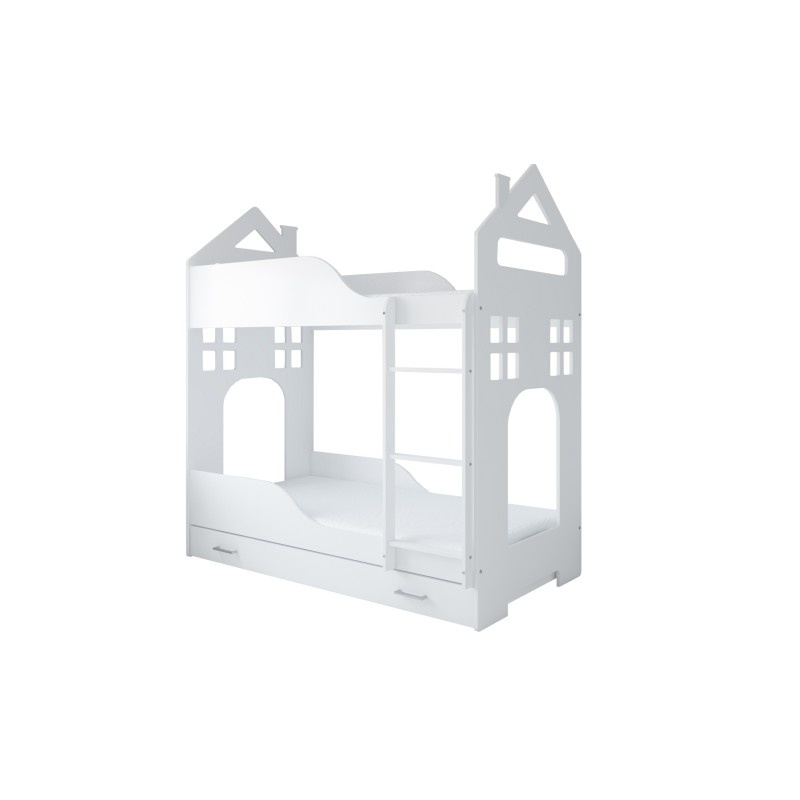 Poschodová posteľ domček-so šuflíkmi aj matracmi 180 cm
