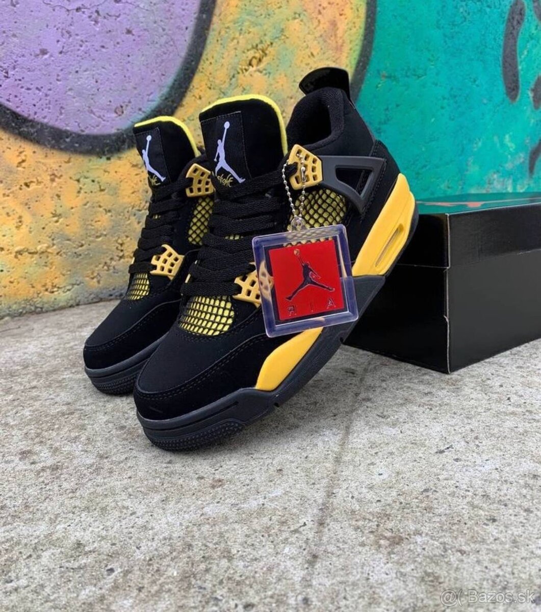 Nike Air Jordan 4 Retro Black Yellow 40 41 42 43 44 45