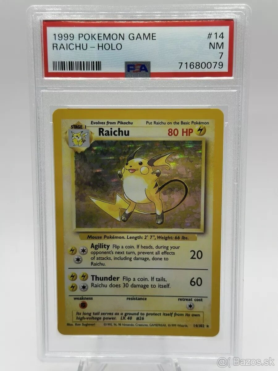 Raichu Base Set Holo PSA 7