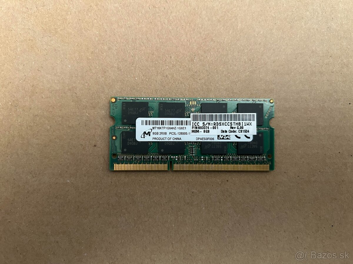 RAM SO-DIMM 8GB DDR3L 1600MHZ