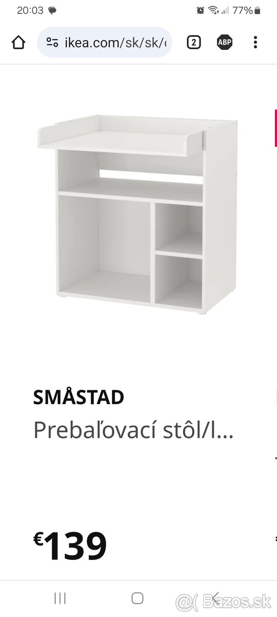 Prebaľovaci stôl Ikea