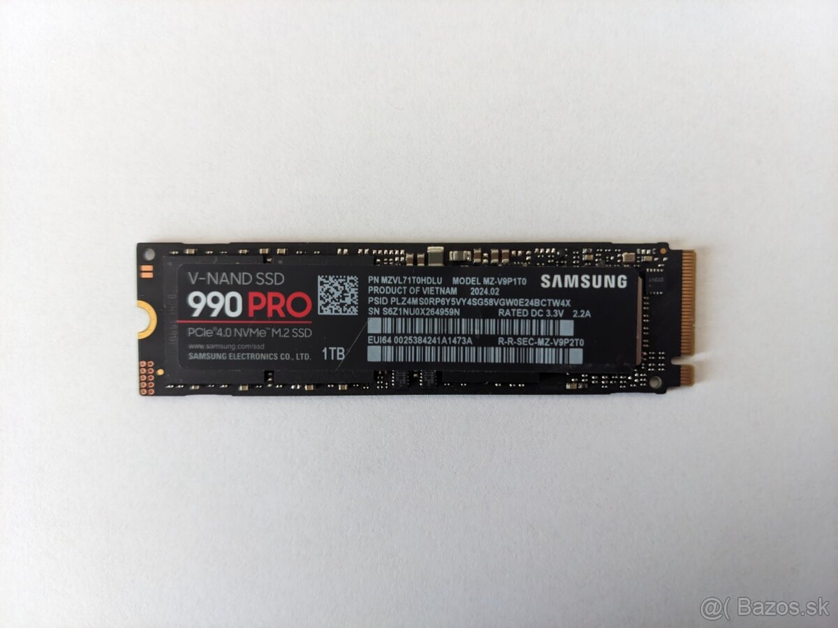 Samsung 990 PRO 1TB, M.2 2280, NVMe