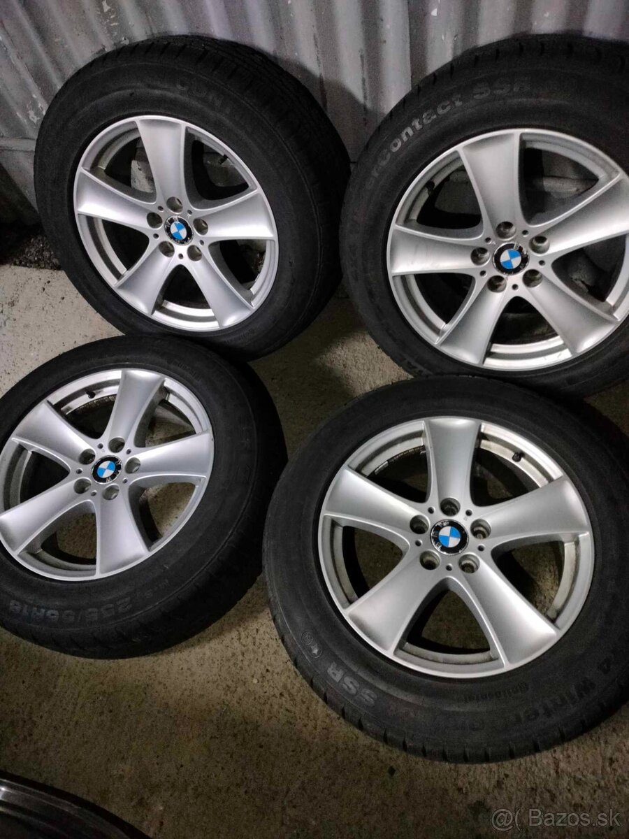 Zimné 7mm 4ks alu disky orig. BMW 5x120 r18 pneu 255/55 R18