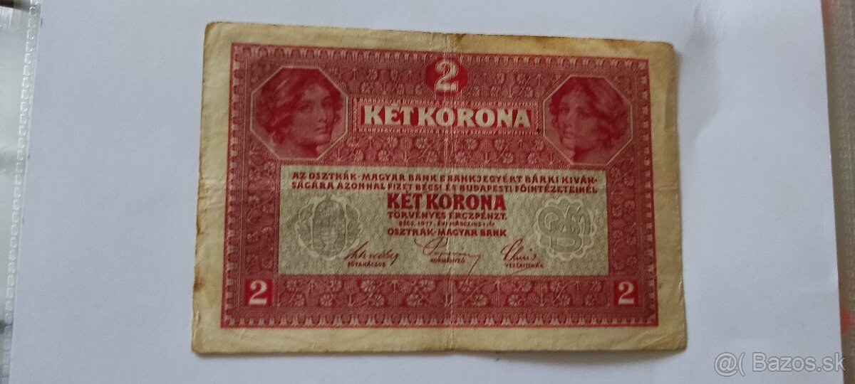 Két korona 2 korun 1917 bankovka