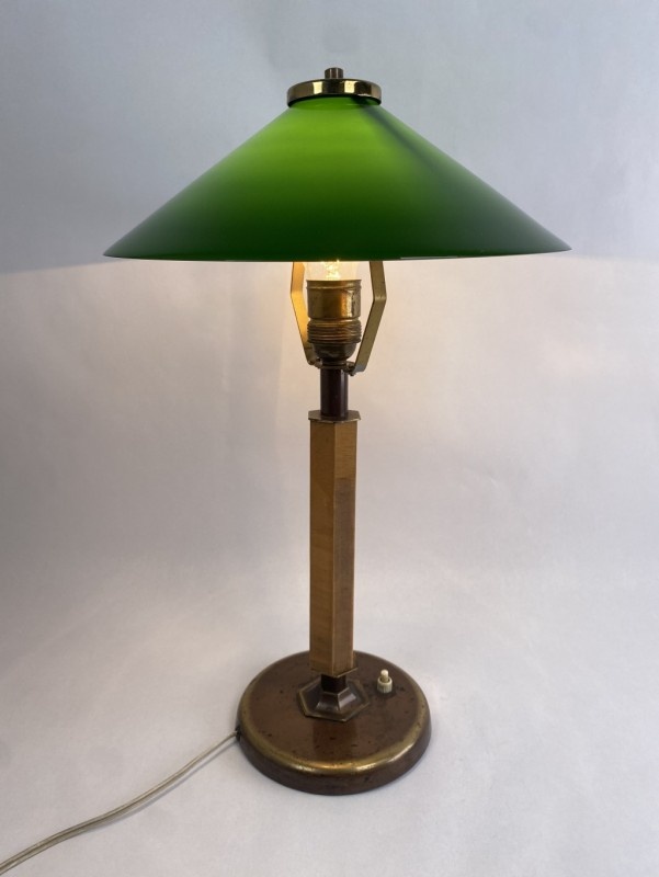 Art deco lampa hríbik Zelené tienidlo