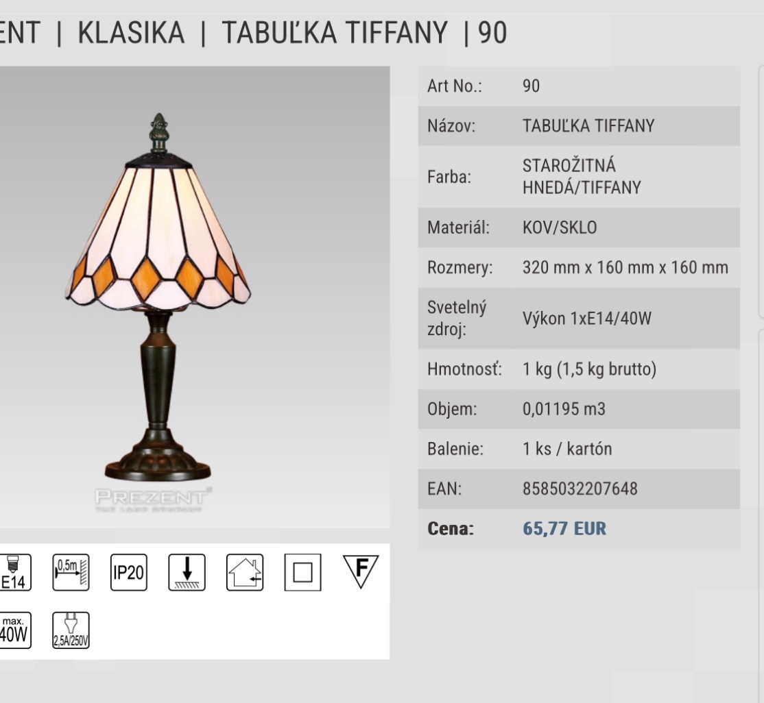 Stolná lampa Prezent Tiffany