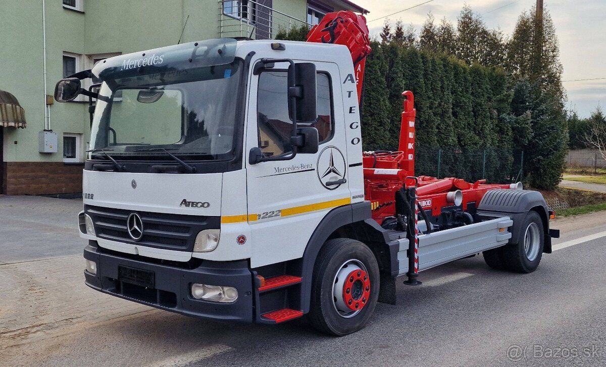 MERCEDES  ATEGO 1222 hákový nosič kontajnerov+ hydr. ruka