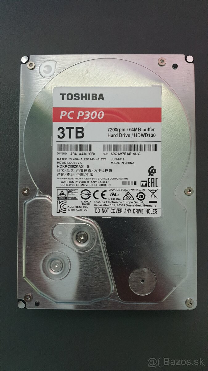 Disk Toshiba 3TB 3,5" 7200rpm