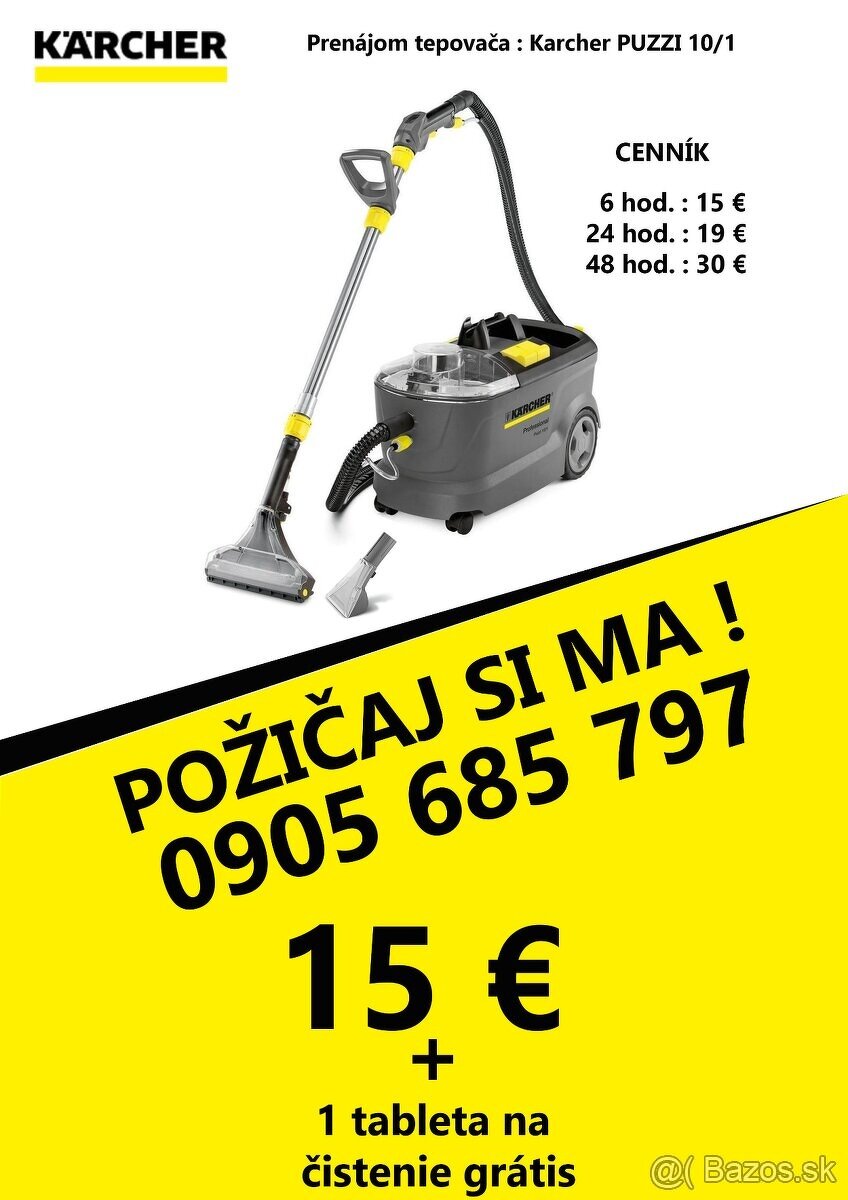 Prenajmem tepovač KARCHER PUZZI 10/1