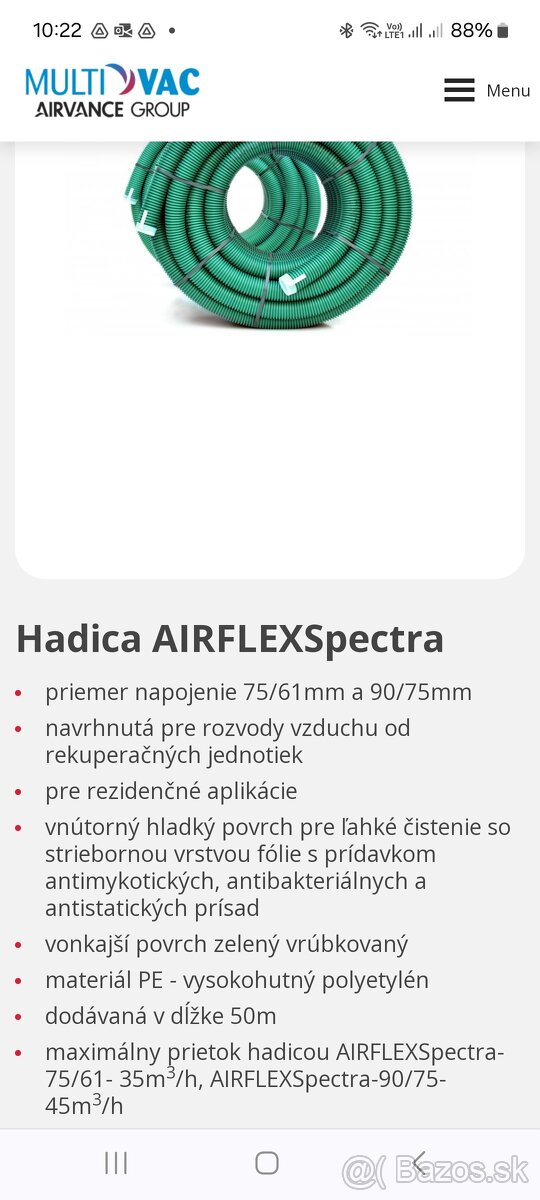 Predám VZT hadicu AirflexSpectra