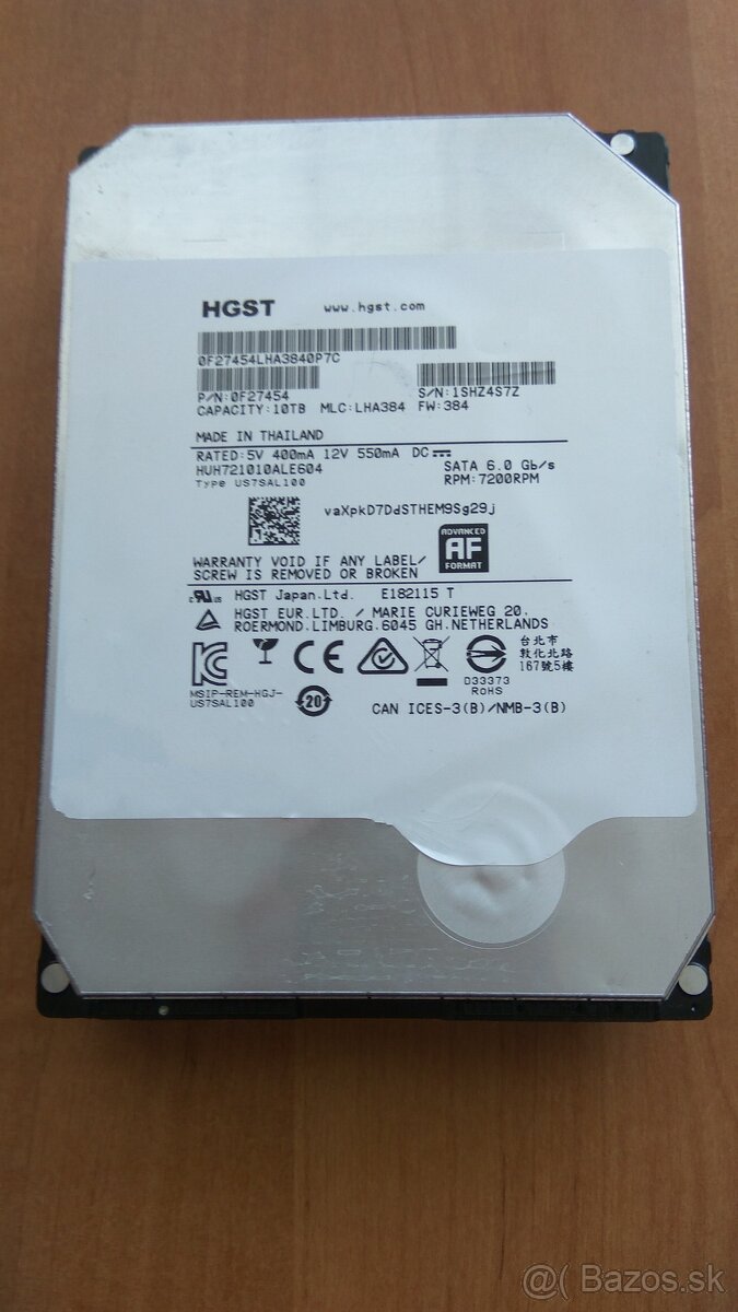 Predám 3,5" HDD-10TB HGST SATA