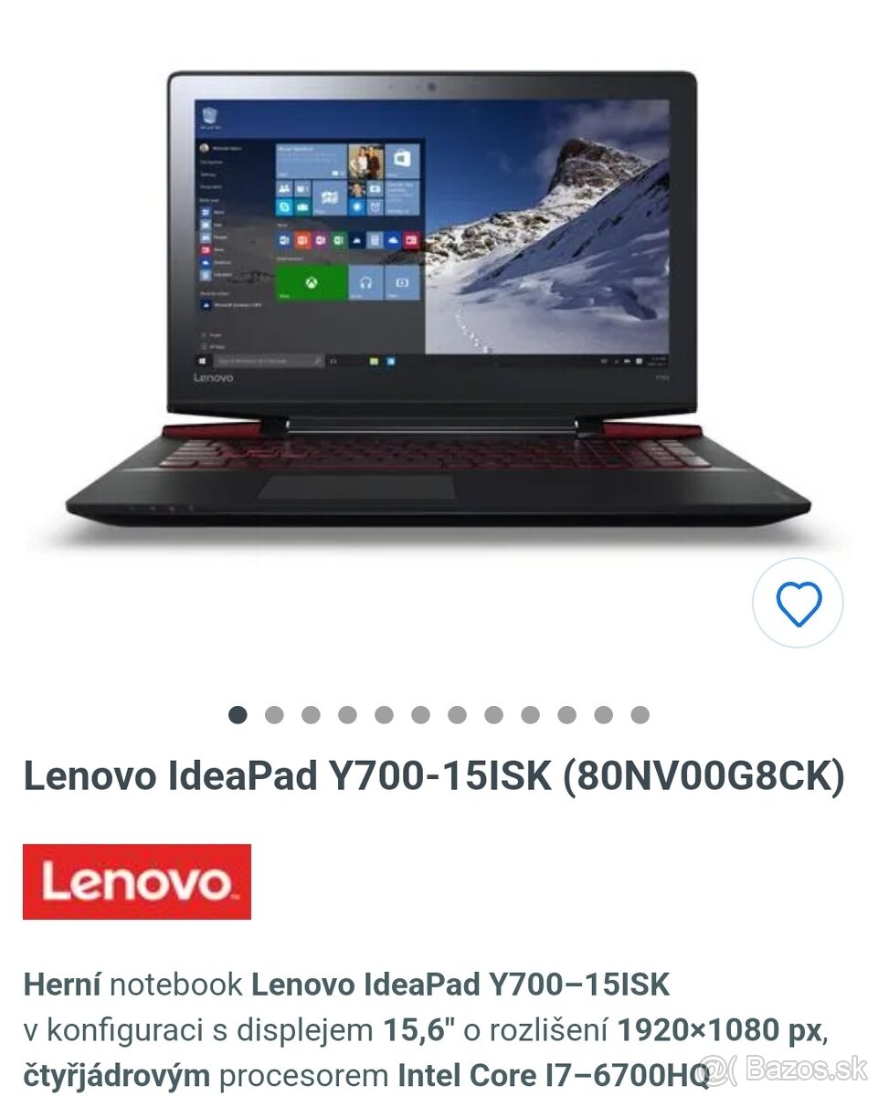 Herný Notebook Lenovo Y700-15ISK