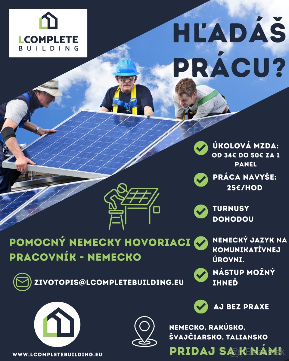 Nemecky hovoriaci pomocny pracovnik– Nemecko-Solárne panely