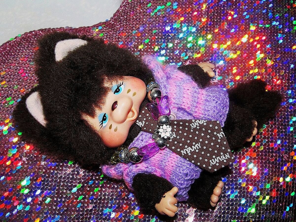 RETRO Mončičák, monchhichi NYAMY mončiči  kotě PELZI