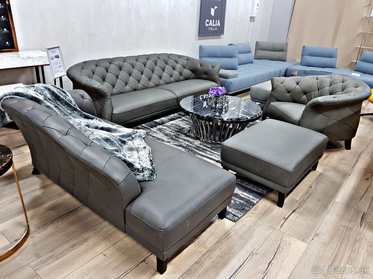 Luxusna kozena sedacia suprava chesterfield