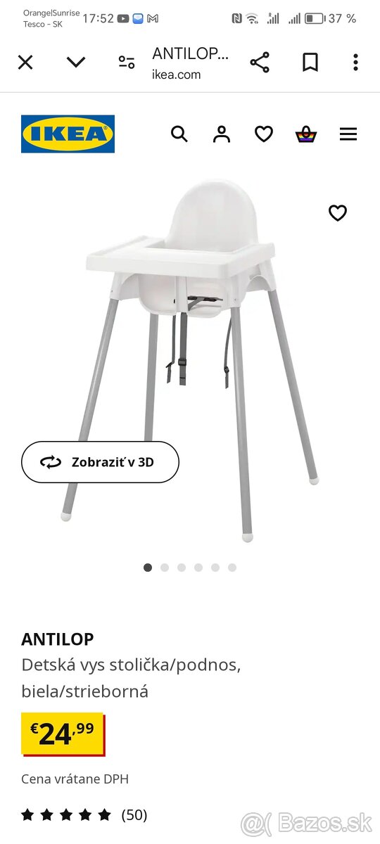 Stolička na kŕmenie Ikea