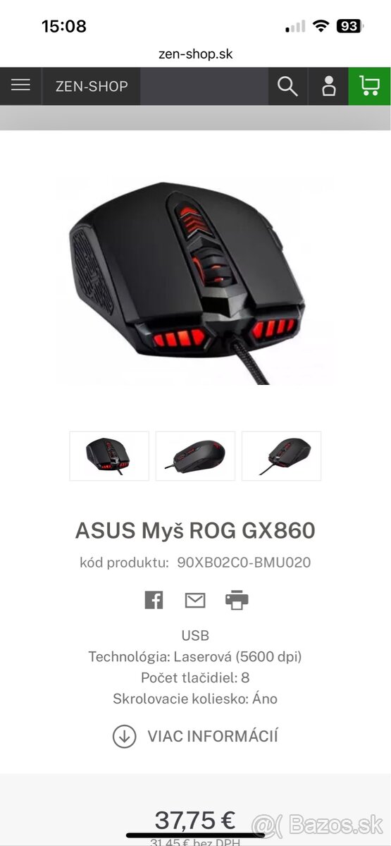 Predám myš asus gx860