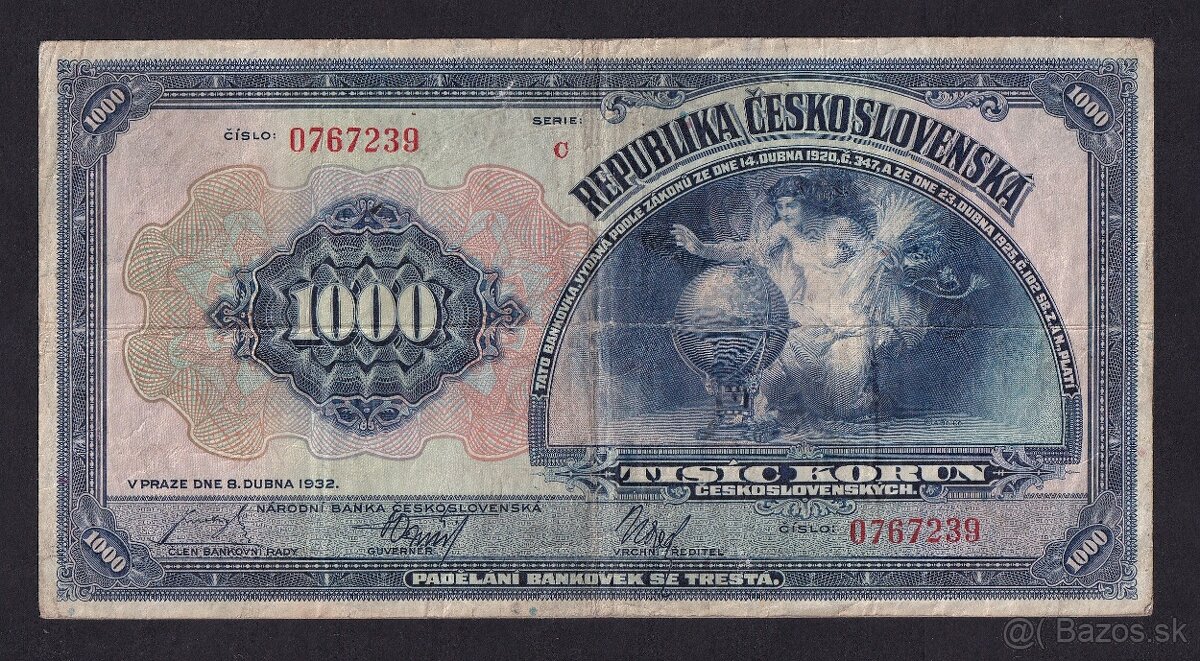 ČSR 1000 Korún 1932 séria C