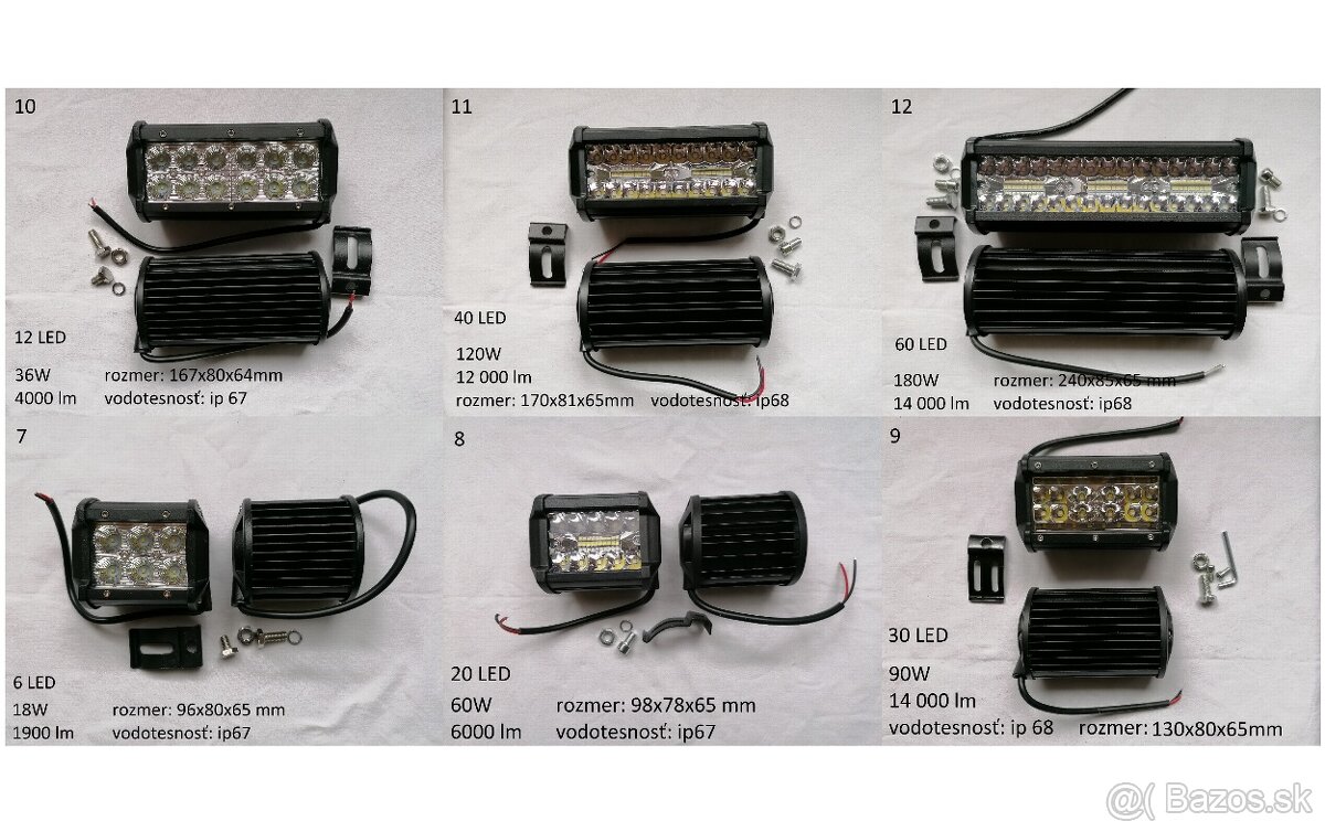 Predám led diodové cúvacie pracovné svetla rampa, combo