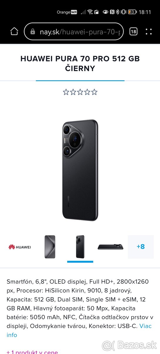 Predám týždeň kúpený Huawei Pura 70 PRO