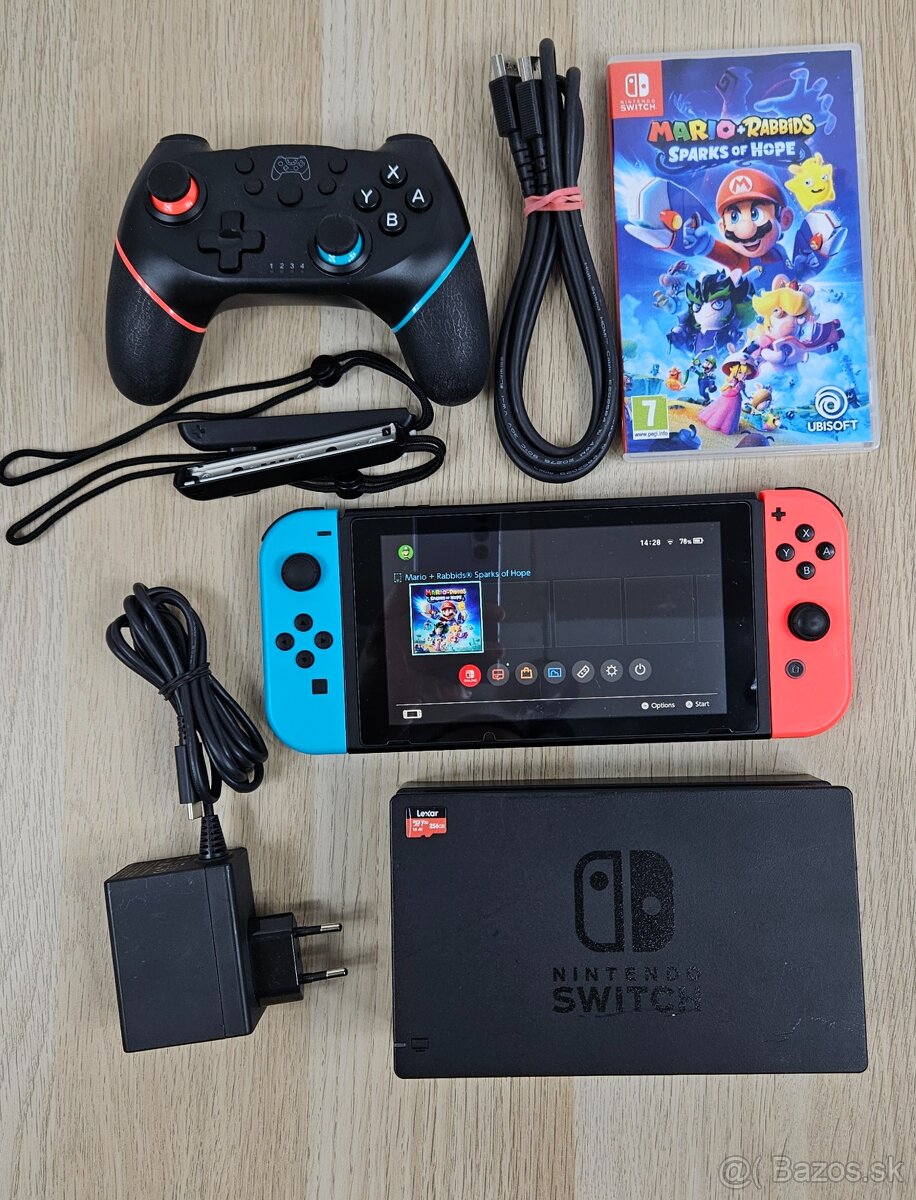 ✔️ Predám Nintendo Switch V2 + hra Mario + Rabbids + pamäťov