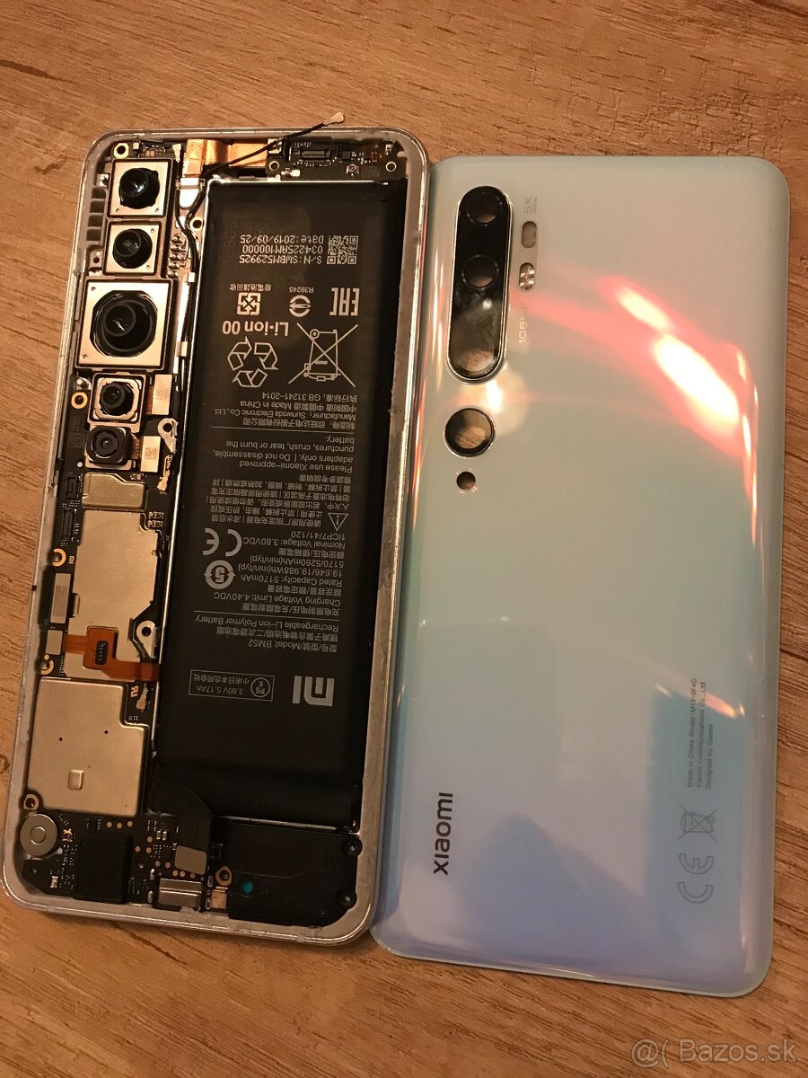 Xiaomi mi note 10 s poškodenou doskou