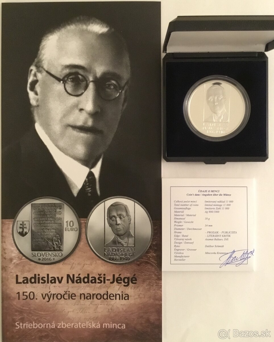 2016/10€ - Ladislav Nádaši-Jégé-150.výročie narodenia-PROOF